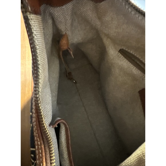 Dooney & Bourke Signature Crescent Shoulder Bag Brown Beige Canvas Leather Trim - Picture 14 of 16